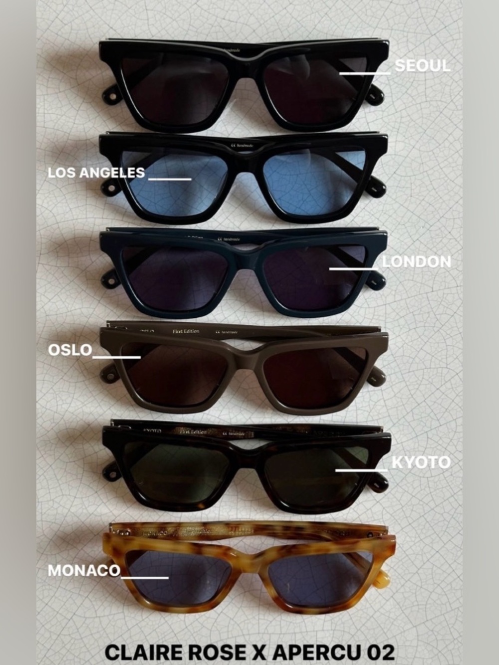 Claire Rose and Apercu Women's Black Cat-Eye Sunglasses in Black - Picture 6 of 6